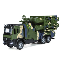 Camion Militaire Blindé et Voiture Modèle en Métal Moulé Sous Pression avec Lumières et Son, Jouet à Friction à Tirer en Arrière, Échelle 1:32, Batterie au Lithium