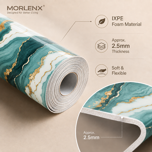 วอลเปเปอร์โฟมพีวีซีลายหินอ่อนสีเขียวทอง MORLENX แบบลอกและติดตั้งได้เอง สำหรับโครงการตกแต่งภายในโรงแรม - Product Image 2