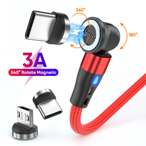 USB 3A 7pin 540 degrés <span class=keywords><strong>chargeur</strong></span> de données de téléphone portable charge rapide <span class=keywords><strong>aimant</strong></span> de transmission de données 3 en 1 câble de charge magnétique - Product Image 5