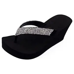 Sandals Nicecin Women's Platform Flip Flop Rhinestones Arch Support Comfortable Soft Cushion Wedge Flip Flops Summer Thong Sandals