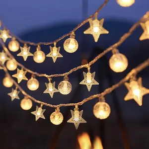 Lumières de décoration de mariage romantique coeur de fille LED perle étoile batterie lumières arbre de Noël étoile suspension chaîne de lampe