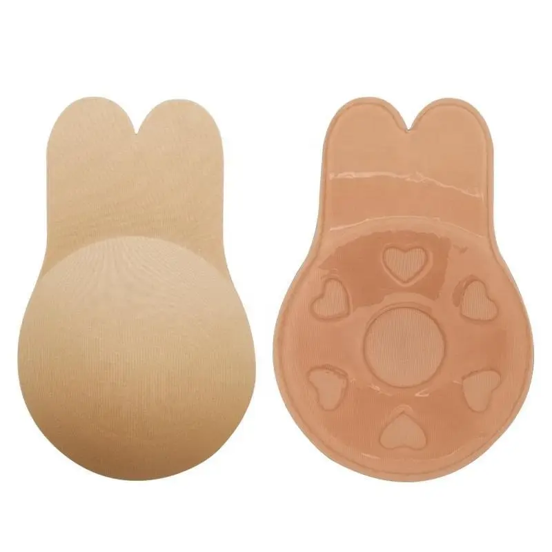 Wholesale Nude Invisible Sticky Bra Rabbit Ear Breast Lift Up Matt Silicone Wireless Frontless Backless Push Up Strapless Bra