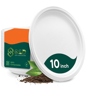 Eco-Friendly Compostable Sugarcane Bagasse Disposable Dinner Plates Biodegradable Disposable <strong>Dinnerware</strong> - Product Image 1