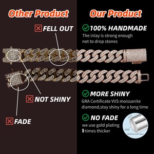 <span class=keywords><strong>Collana</strong></span> con catena in corda placcata in <span class=keywords><strong>oro</strong></span> bianco 14k con diamanti in argento Sterling 925 Vvs Moissanite - Product Image 6