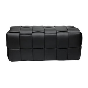 Partner Nordic Living Room <strong>Black</strong> Wide Pu Leather Ottoman Stool <strong>Bench</strong> With <strong>Storage</strong> - Product Image 2