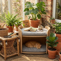 Lit pour chat en bois naturel de haute qualité, maison de repos à double étage pour animaux de compagnie, canapé-lit moderne en bois courbé pour chatons, vente en gros