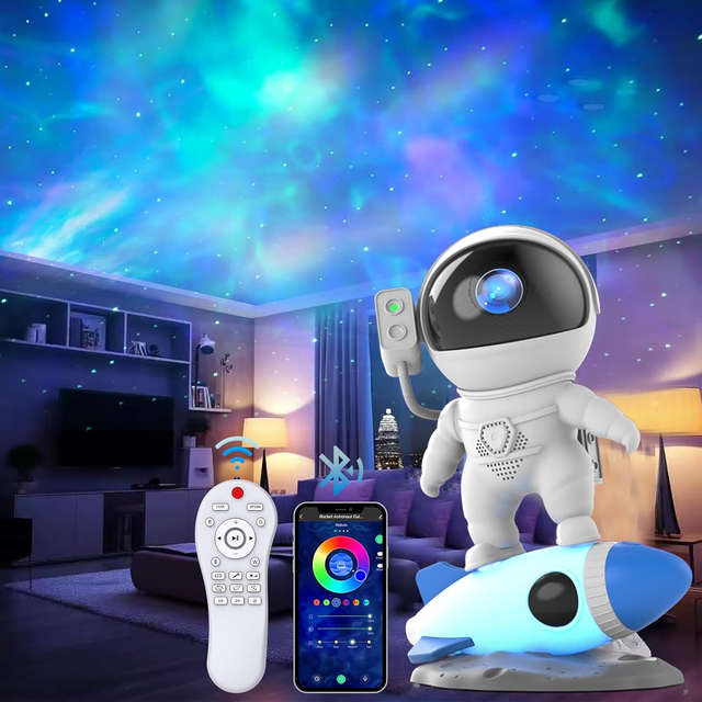 Astronaut Starry Sky Projector, RGB Lighting Space Projection Night Lamp, Home Room Nebula Star Projector Light