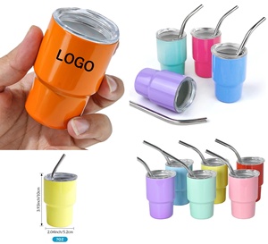 Vaso de Chupito Personalizado con Logotipo, Mini Vaso de 7 oz con Pajita y Tapa, Vasos de Acero Inoxidable para Sublimación, 3 oz para Bodas y Fiestas - Product Image 1