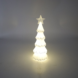 Albero di Natale Artificiale in Vetro con Stelle Dorate LED 10x18cm Marca SY Colore Personalizzabile Rosso Verde Cenere Decorazione da Tavolo - Product Image 5