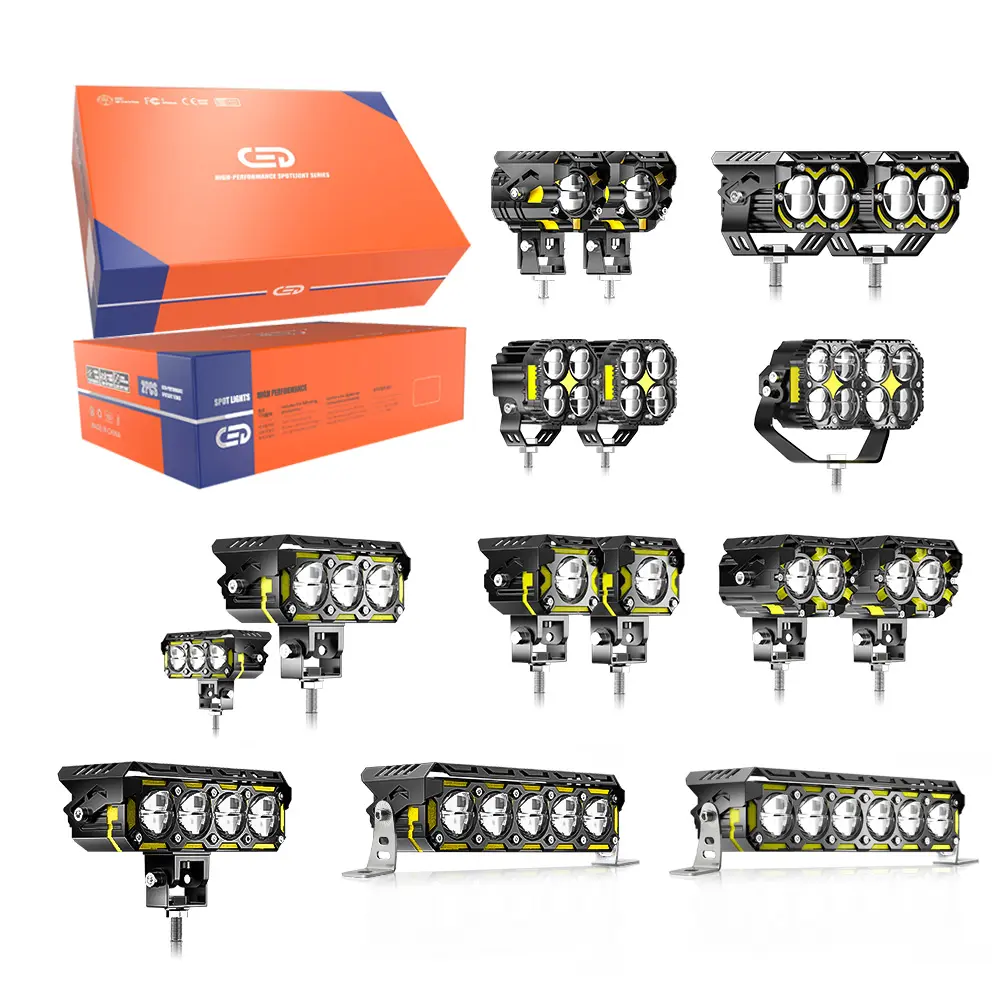 MOTOLED lampu tambahan sepeda motor, cahaya kabut Led Spot 60w 70w 80w 100w 140w 200w biru kuning putih Drl