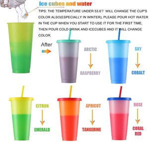 Gobelets <span class=keywords><strong>à</strong></span> changement de couleur avec couvercles et pailles - Gobelets pour enfants de 16 oz, gobelets en plastique réutilisables pour adultes - Product Image 4