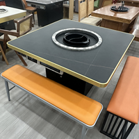 Table de Barbecue de Bateau à Vapeur Coréen Moderne Barbecue Électrique Sans Fumée Cuisinière à Induction Multi Hot Pot Table à Manger pour Restaurant