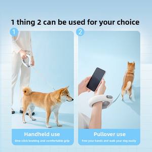 Correa retráctil automática de lujo para mascotas, 3M/5M, cintas de anillo luminosas de plástico sólido, liberación rápida, goma clásica para caminar para perros - Product Image 2