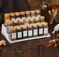 24Pcs Set 120ml Bouteilles à épices carrées Pot à condiments 4oz Bocaux à épices en verre Bouteilles avec couvercles en bambou