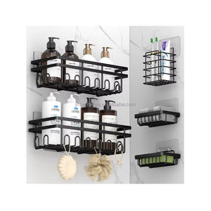 새로운 디자인 5개 세트 샤워 캐디 강력 접착 샤워 정리 선반 무타공 욕실 플로팅 선반 - Product Image 1