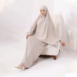 Modesty Wide Sleeves Breathable Casual Style Khimar <strong>Abaya</strong> Set <strong>Unique</strong> Neckline Full Length Khimar <strong>Abaya</strong> 2 Piece - Product Image 6