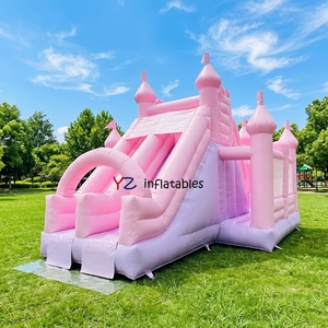 Château Gonflable Commercial Rose Pastel 7x5m avec Souffleur pour Fêtes d'Adultes, Capacité 300kg, Motif Cœur/<span class=keywords><strong>Amour</strong></span> - Product Image 1