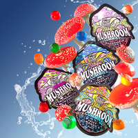 Emballage de bonbons champignon gommeux réutilisable de luxe personnalisé sacs de pochette en mylar anti-odeurs de dessin animé 3.5G avec fermeture éclair
