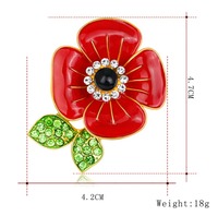 Bros Bunga Poppy Retro untuk Wanita dan Pria, Berbahan Alloy dengan Hiasan Berlian Imitasi, Pin untuk Mantel/Pakaian, Perhiasan