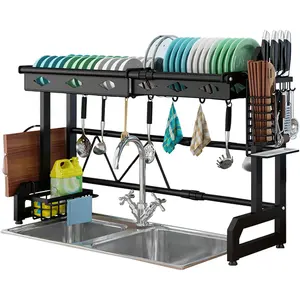 Kitchen Tableware Household Products Over Sink Adjustable Dishes Drainer Dish Drying Organizer Rack Holder