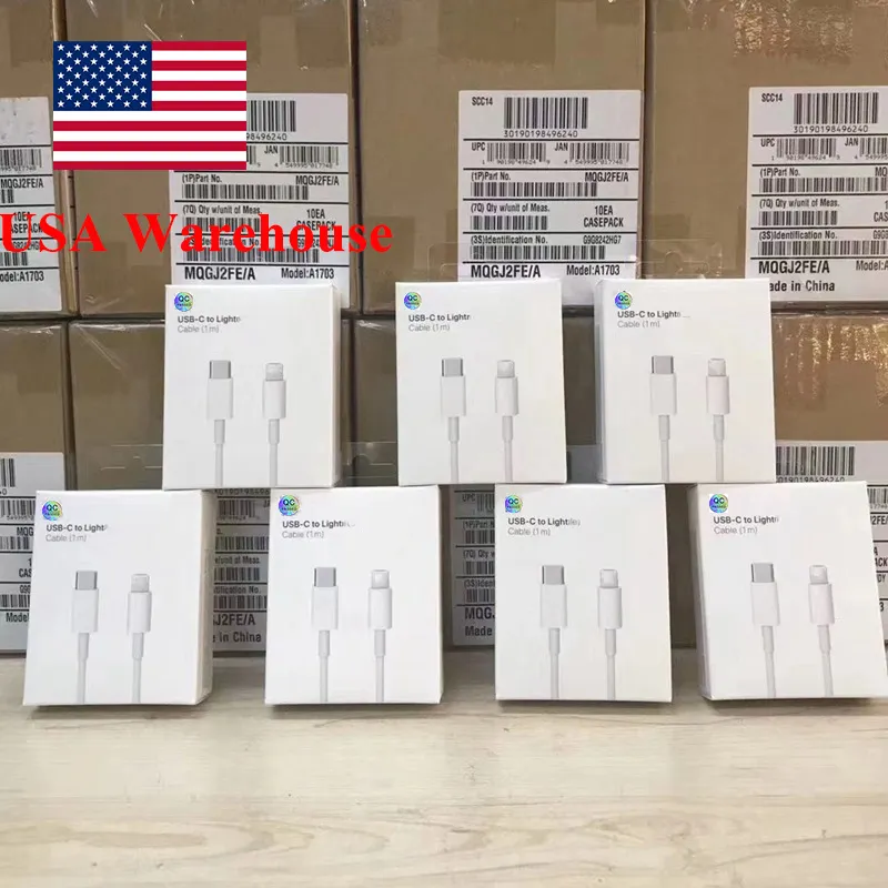 USA Warehouse Fast Charging Mobile Phone Micro type usb c 13 Pro Max Original 1m 2m Charger Data Cable for iPhone Data Cable