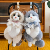 Nouveauté Sac à dos en peluche chat calico 55cm Haute qualité Simulation de chat Sac à dos en forme de chat pour filles