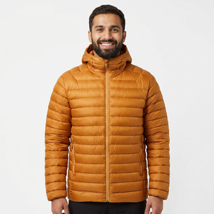 <b>Men</b> Ultra Lightweight Padded Puffer Jacket with Fixed Hood <b>Pouch</b> Bag Ideal <b>for</b> Outdoor Trekking Bacpacking Life - Product Image 1