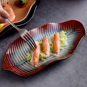 Bán Buôn Giá Rẻ Lá Chuối Hình Gốm Phục Vụ Khay Độc Đáo Bộ Đồ Ăn Cho Nhà Hàng Và Khách Sạn Sushi Sashimi Tấm - Product Image 4