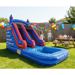 Grand toboggan <span class=keywords><strong>gonflable</strong></span> commercial de 23 pieds, toboggan <span class=keywords><strong>aquatique</strong></span> <span class=keywords><strong>gonflable</strong></span> avec piscine à éclaboussures pour enfants et adultes - Product Image 1