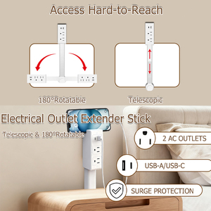 Caratteristiche: USB-A, USB-C e 2 prese CA 180 ° Prolunga Elettrica Girevole con Prese Multiple - Product Image 3