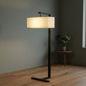Lámpara de Pie LED Nórdica Moderna con Base de Metal, Pantalla Rectangular de Tela, Control de Interruptor para Sala de Estar u Hotel - Product Image 2