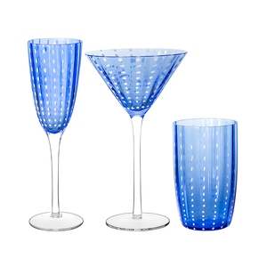 Lot de Verres Créatifs en <span class=keywords><strong>Verre</strong></span> Bleu Sans Plomb, Flûtes à Champagne et Verres à Cocktail en Cristal à Pois Blancs - Product Image 1