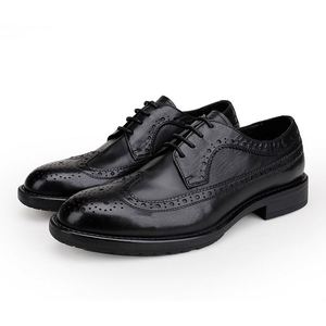 Handmade Genuine Leather Lace-up Men's Formal <b>Shoes</b> Casual Derby Style Breathable Anti-Slip Waterproof <b>Height</b> <b>Increasing</b> Autumn - Product Image 1