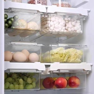 Refrigerator Drawer <b>Storage</b> Basket Hanging Egg Rack For Kitchen Fridge Freezer Organizer Rectangle Shape With Hooks - Product Image 4