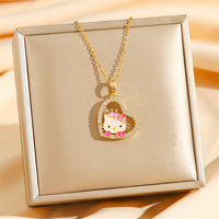 Collar con Colgante de Hello Kitty, Serie de Personajes de Dibujos Animados, Chapado en Oro, Estilo Femenino, Combinable con Todo, para Aniversario