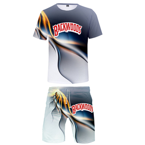 Expédition immédiate : Ensemble T-shirt et short pour <span class=keywords><strong>homme</strong></span>, imprimé par sublimation 3D intégrale, style mode surdimensionné, thème Smoke Shop Backwoods Cookie RAW - Product Image 3