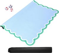 Tapis de mahjong américain personnalisé imprimé à bords festonnés 31,5x31,5 pouces, tapis de mahjong vert antidérapant pliable et portable