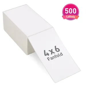 Fanfold stiker Label perekat permanen, stiker Label termal langsung 100x150mm