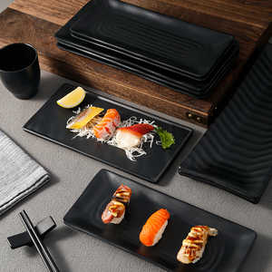 Nhà hàng bộ đồ ăn thịt nướng phục vụ 12 inch màu Đen Matte hình chữ nhật melamine Sushi tấm - Product Image 4