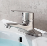 Venta Directa de Fábrica: Grifo Comercial de Agua Corta con Monomando, Montaje en Cubierta, Acero Inoxidable, Acabado Cromado, con Medidor, para Baño