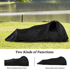 <span class=keywords><strong>Tente</strong></span> <span class=keywords><strong>tunnel</strong></span> tout noire, solo, pour le camping en plein air, la randonnée, haute imperméabilité, respirante, été - Product Image 4