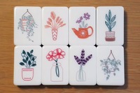 Gemütliches Heim-Thema Amerikanisches Mahjong-Set, Kaffee-Buch-Kerzen-Pflanzenmuster 166 Spielsteine mit Jokers