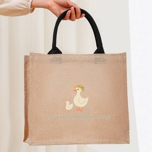 Bolsa de Playa de Lona Grande Personalizada con Estampado de Ganso Pequeño y Divertido, Regalo Monogramado para - Product Image 1