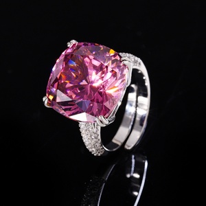 Fashion Jewelry Eco-friendly Copper 16*16mm Red Corundum Zircon Gold Plated Solitaire Diamond <b>Rings</b> Women for Engagement Promise - Product Image 4