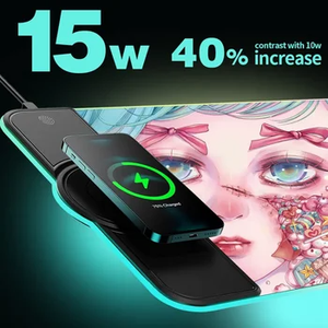 Hochwertiges kabelloses Lade-Mauspad aus Natur kautschuk 15W wasserdichtes Gaming-Mauspad mit Lager im Cartoon-Stil erhältlich - Product Image 3