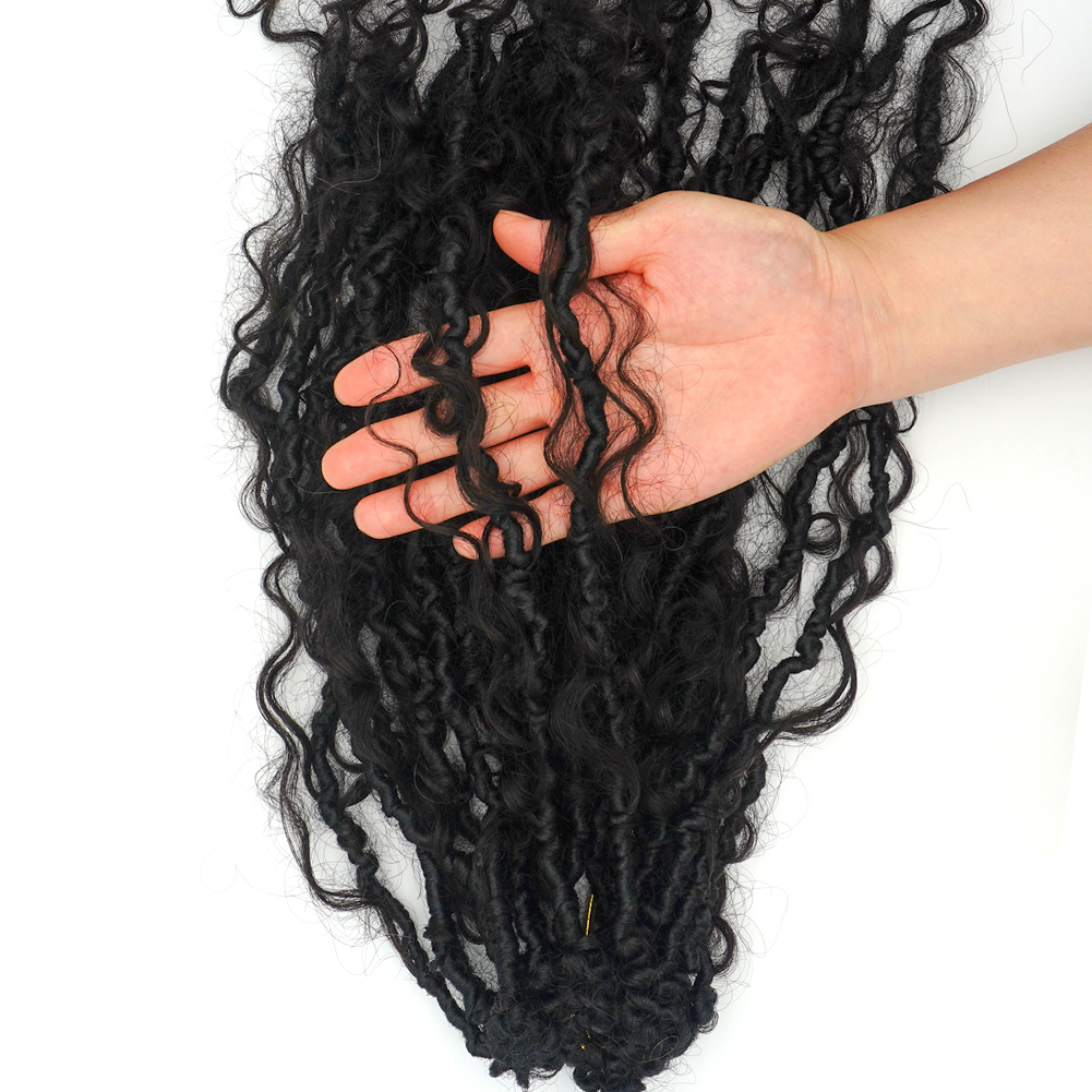 Vast Hair Workshop Craft Detail 4 for KAMA Wholesale Human Hair+synthetic Loc 0.6cm Crochet Braiding Hair Extensions Soft Curly Faux Boho Goddess River Locs