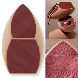 2025 nueva moda emulational huella dactilar cuero multicolor maquillaje esponja maquillaje licuadora - Product Image 1