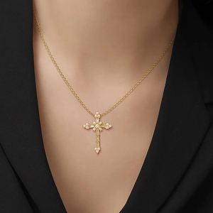 보석 여성 패션 보석 925 스털링 실버 큐빅 지르코니아 크로스 목걸이 - Product Image 2