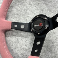 Leaders Universal 13 pouces rose personnalisé brodé daim 9cm Deep Dish JDM Racing Drift Volant