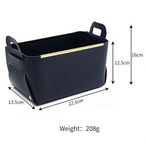 Fast 3-Day Shipping <b>Gold</b> Metal Trim PU Leather <b>Basket</b> Foldable <b>Storage</b> Bins for Home Organization for Laundry Use - Product Image 3